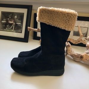 Black Faux Suede/Shearling Booties